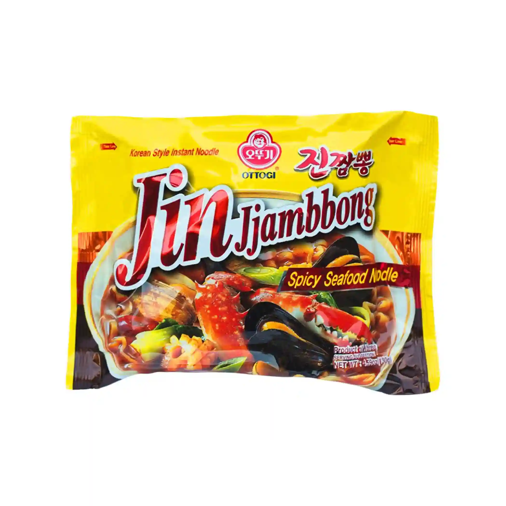 Пакет локшини Джин Чампон Рамьон Ottogi 130 г – корейський рамен з морепродуктами